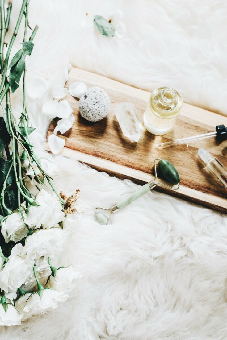 jade roller and essential oil self care