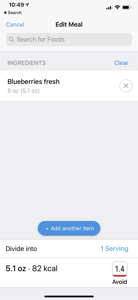 DayTwo app of blueberries