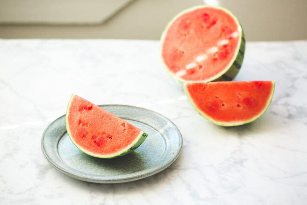 fresh watermelon on the counter