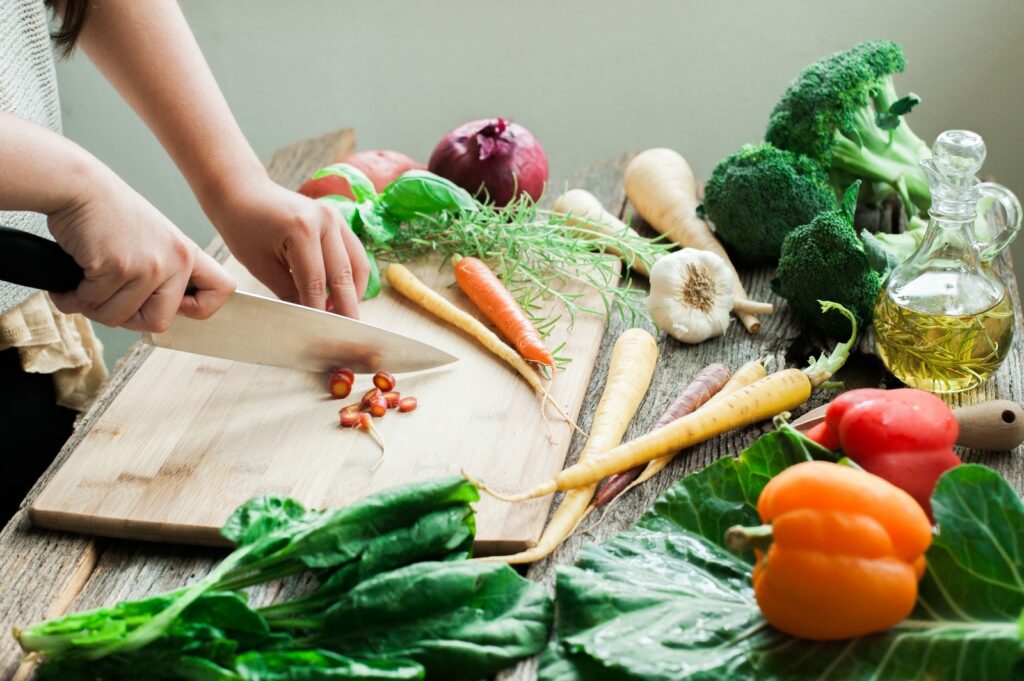 fresh vegetables on a cutting board