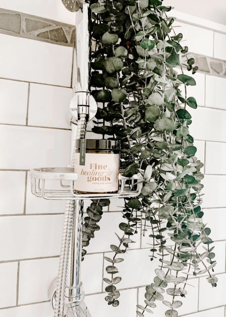 shower tile with plants