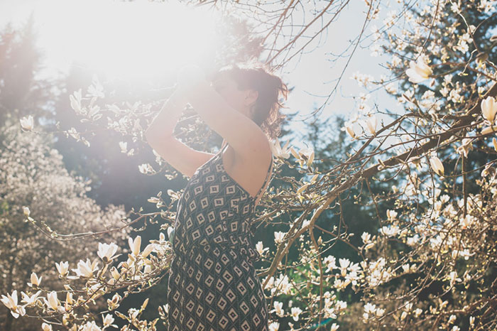 woman in the woods dancing