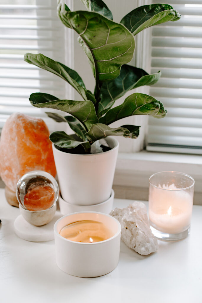 Cozy at home candles and plants